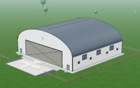 Hangars & wide spans: example 3D building model